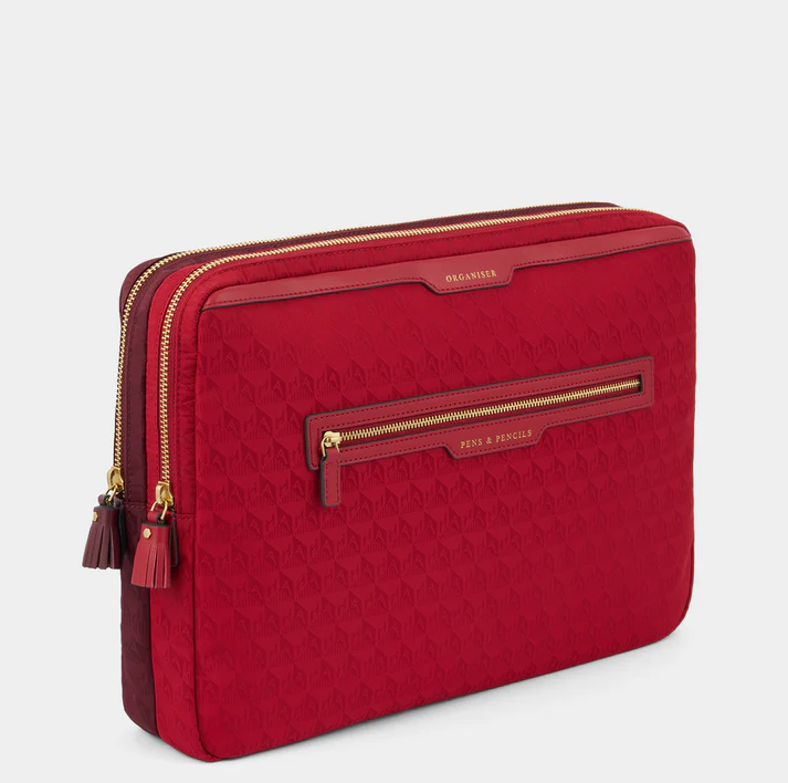 ANYA HINDMARCH Double Laptop Organiser Case AH Logo - Red/Medium Red
