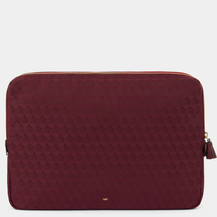 ANYA HINDMARCH Double Laptop Organiser Case AH Logo - Red/Medium Red