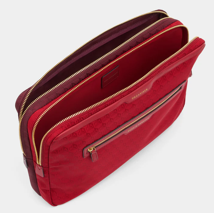 ANYA HINDMARCH Double Laptop Organiser Case AH Logo - Red/Medium Red