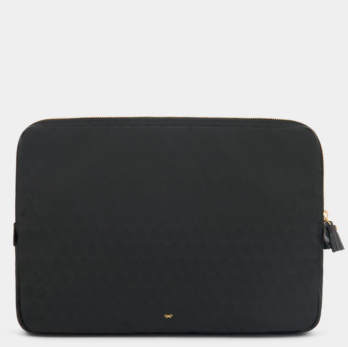 ANYA HINDMARCH Double Laptop Organiser Case AH Logo - Black/Marine