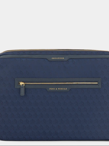 ANYA HINDMARCH Double Laptop Organiser Case AH Logo - Black/Marine