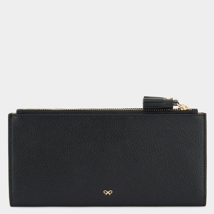 ANYA HINDMARCH Large Double Zip Peeping Eyes Wallet - Black