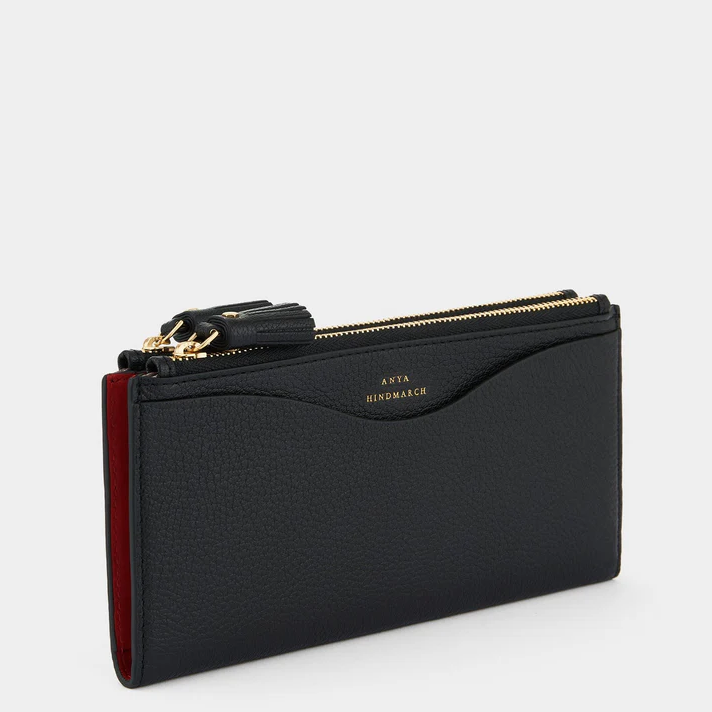 ANYA HINDMARCH Large Double Zip Peeping Eyes Wallet - Black