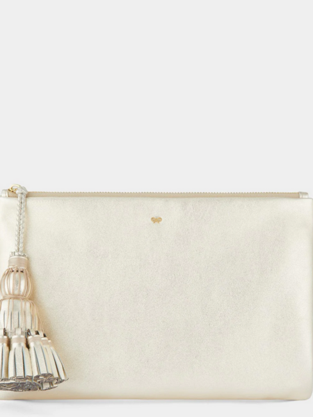 ANYA HINDMARCH Georgiana Clutch - Light Gold Metallic