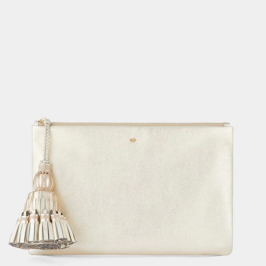 ANYA HINDMARCH Georgiana Clutch - Light Gold Metallic