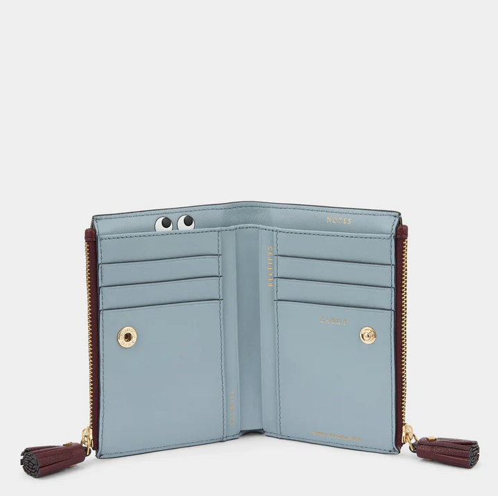 ANYA HINDMARCH Small Double Zip Peeping Eyes Wallet - Rosewood