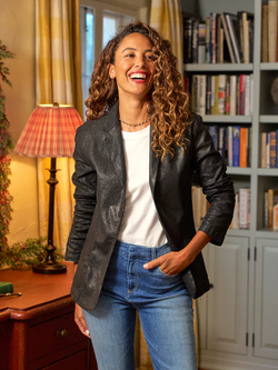 FRANK & EILEEN Dublin Waxed Denim Blazer - Gold Glitter