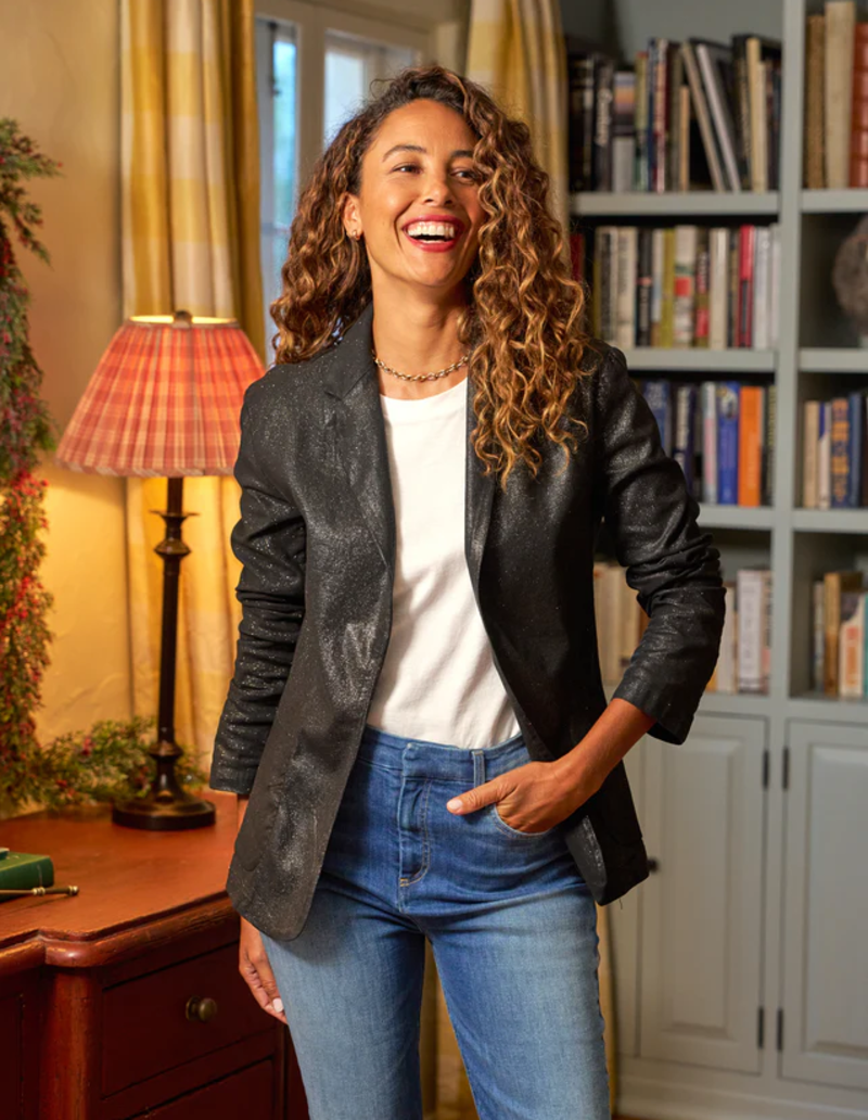FRANK & EILEEN Dublin Waxed Denim Blazer - Gold Glitter