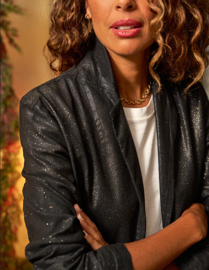 FRANK & EILEEN Dublin Waxed Denim Blazer - Gold Glitter