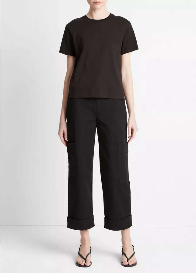 VINCE Pima Cotton Crew Neck T-Shirt - Black