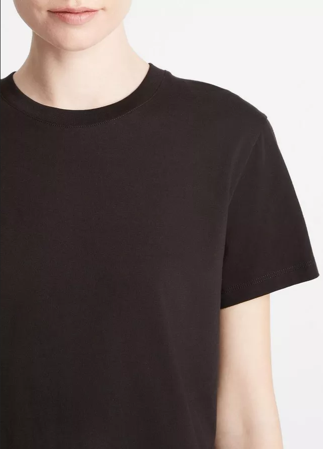VINCE Pima Cotton Crew Neck T-Shirt - Black