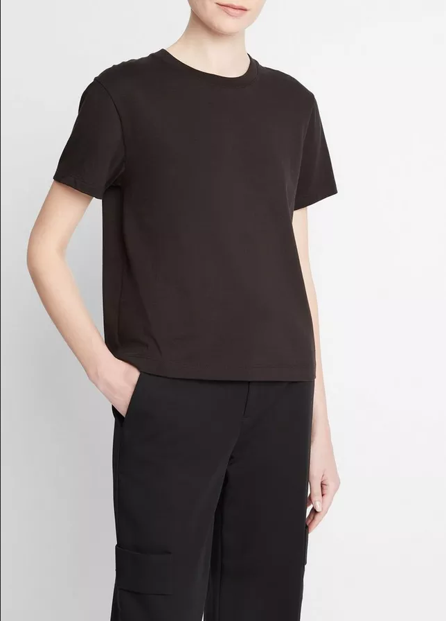 VINCE Pima Cotton Crew Neck T-Shirt - Black
