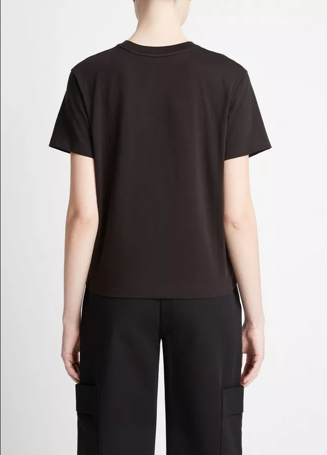 VINCE Pima Cotton Crew Neck T-Shirt - Black