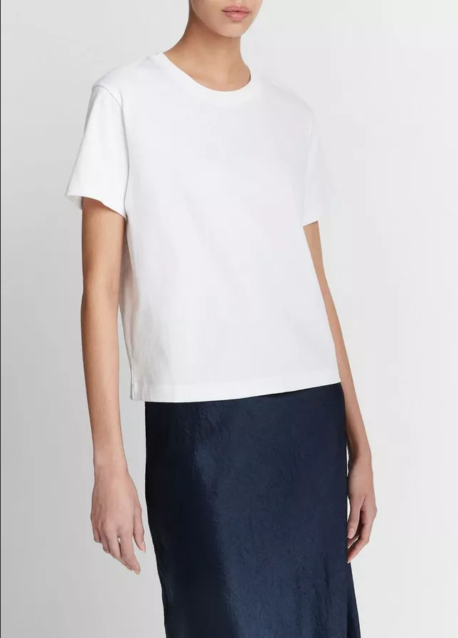 VINCE Pima Cotton Crew Neck T-Shirt - Optic White