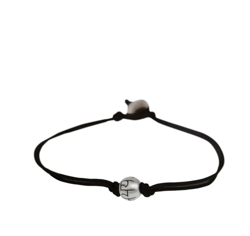 Fearlessness Silver Bead Corded Bracelet