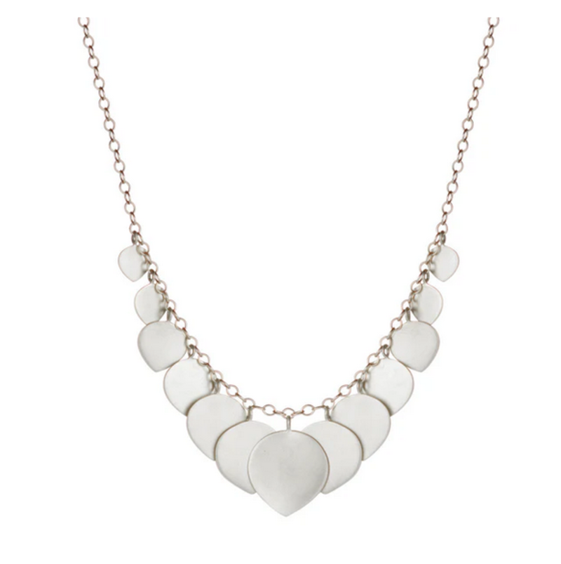 Silver Graduated Lotus Necklace
