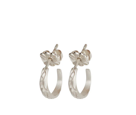 Sterling Tiny Carved Hoop