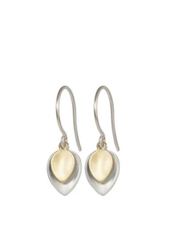 Sterling & 10K Small Double Lotus Earrings