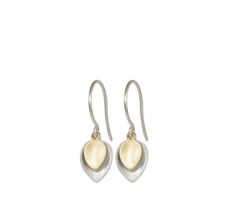 Sterling & 10K Small Double Lotus Earrings