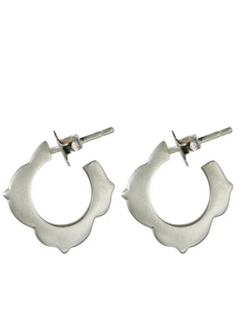 Sterling Small Lotus Hoop Earrings