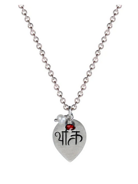 ME & RO Sterling Devotion Pendant and Garnet and Pearl Necklace