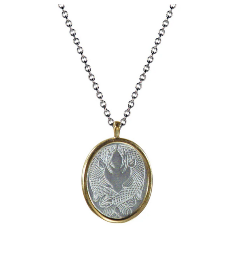 Sterling & 10K Golden Fishes Necklace
