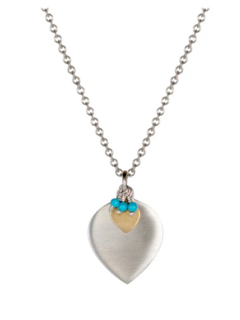 ME & RO Sterling & 10K Double Lotus with Turquoise Necklace