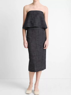 VINCE Trellis Plaid Pencil Skirt -