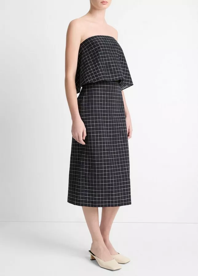 VINCE Trellis Plaid Pencil Skirt -
