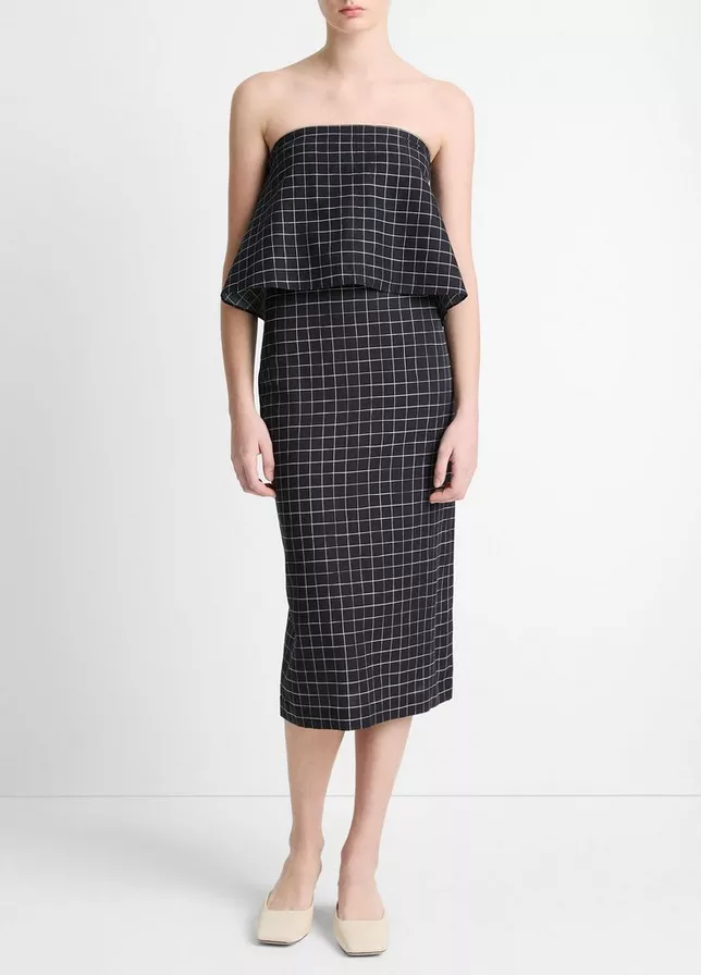 VINCE Trellis Plaid Pencil Skirt -