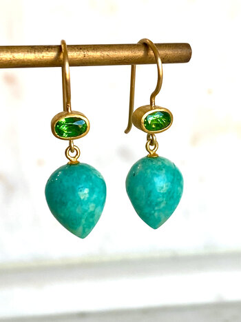 MALLARY MARKS Tsavorite and Amazonite Apple and Eve Earrings