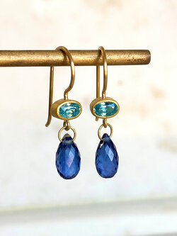 MALLARY MARKS Light Blue Zircon and Kyanite Apple and Eve Earrings