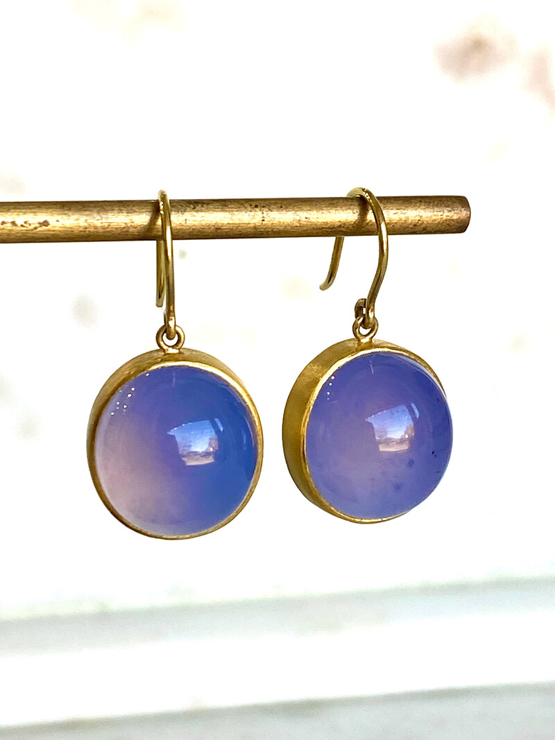 MALLARY MARKS Consignment - Hard Candy - Oval Purple Blue Chalcedony Earrings