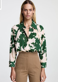 SMYTHE Gathered Shirt - Green Floral