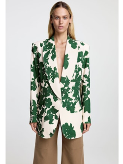 SMYTHE Shawl Collar Oversized Blazer - Green Floral