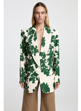 SMYTHE Shawl Collar Oversized Blazer - Green Floral