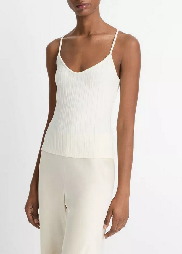 VINCE Ribbed V-Neck Camisole - Vanille