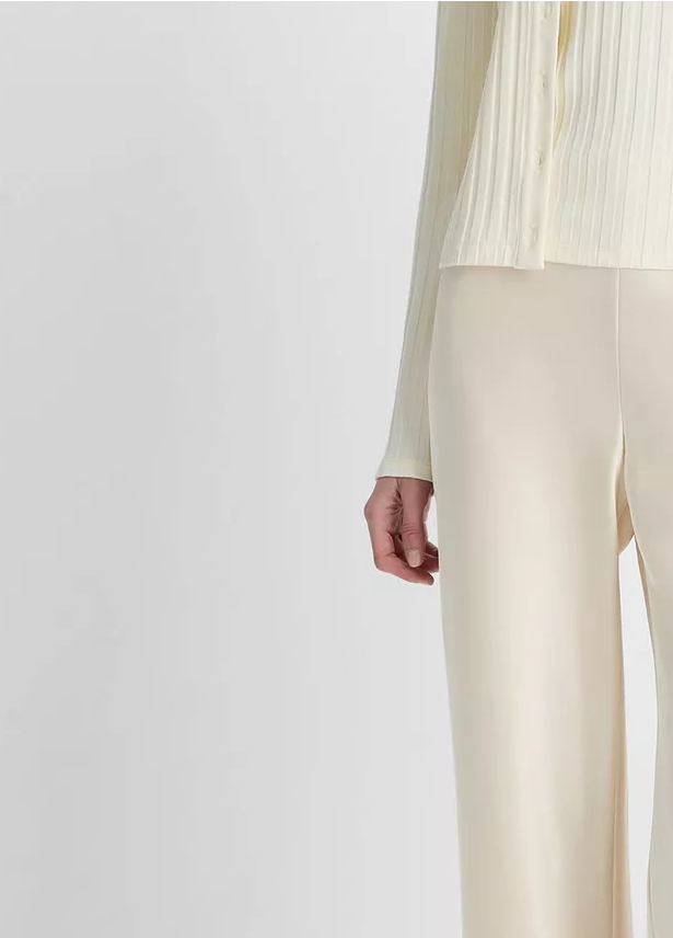 VINCE Ribbed Collar Button Up - Vanille