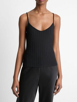 VINCE Ribbed V-Neck Camisole - Black