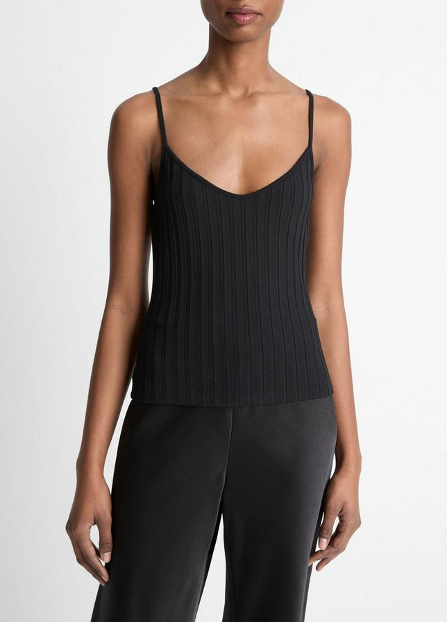 VINCE Ribbed V-Neck Camisole - Black