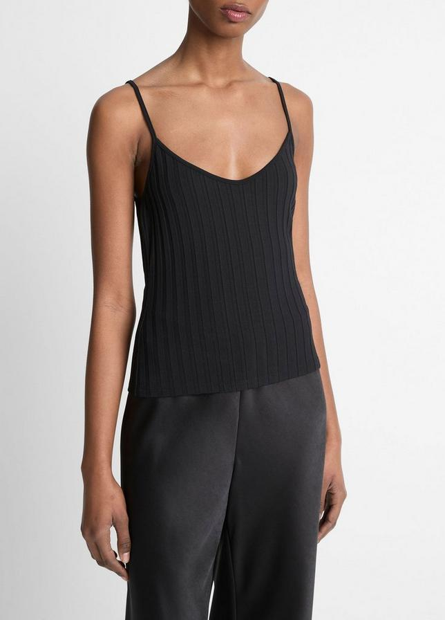 VINCE Ribbed V-Neck Camisole - Black