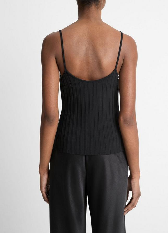 VINCE Ribbed V-Neck Camisole - Black