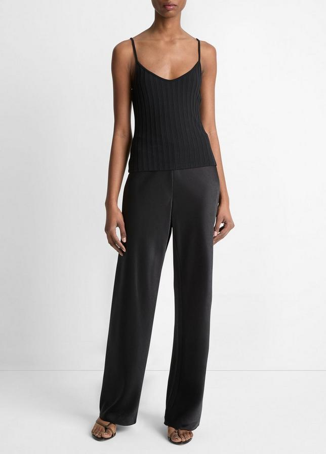 VINCE Ribbed V-Neck Camisole - Black