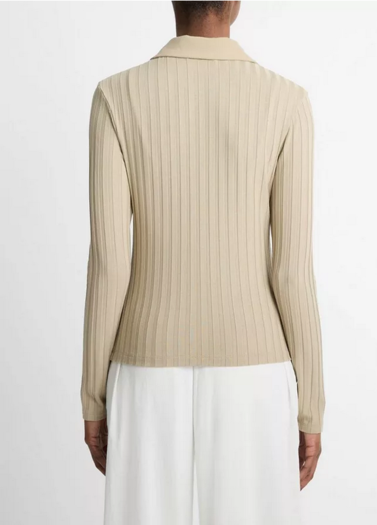 VINCE Ribbed Collared Button Up - Mojave