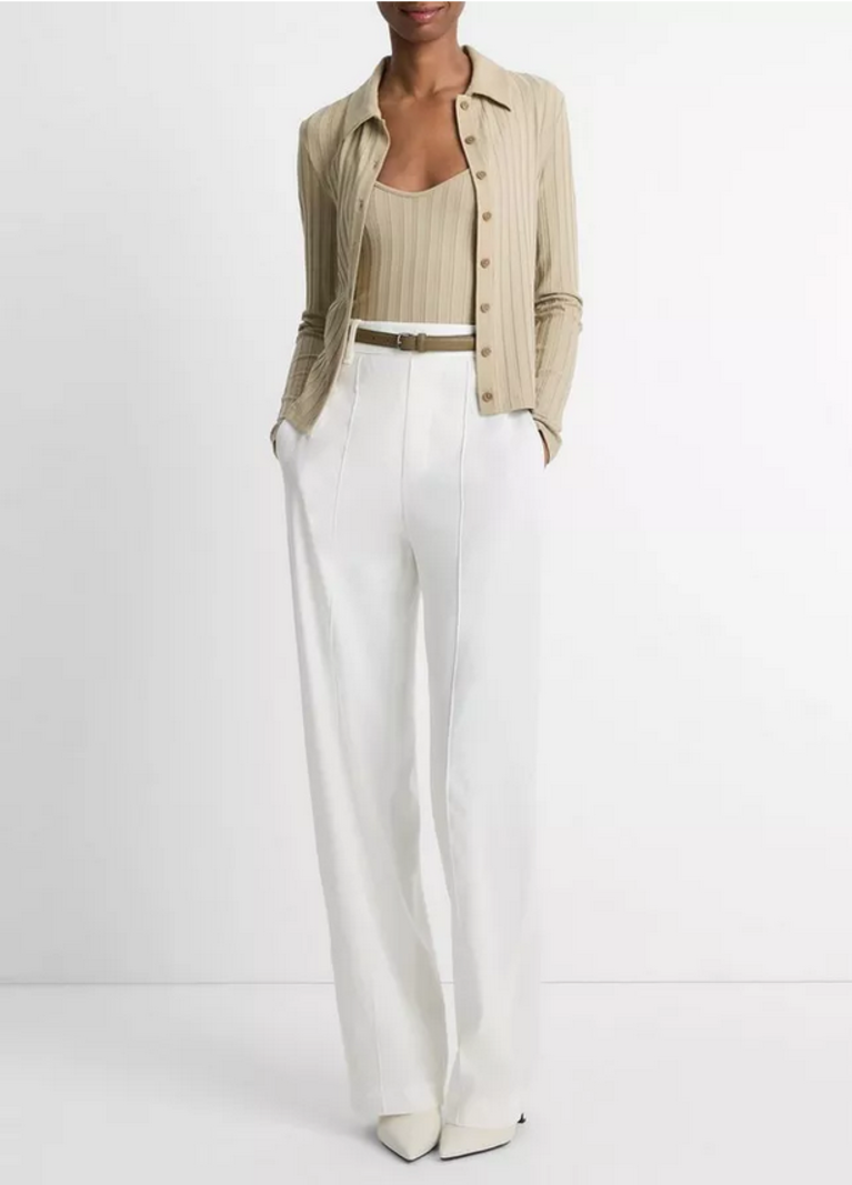 VINCE Ribbed Collared Button Up - Mojave