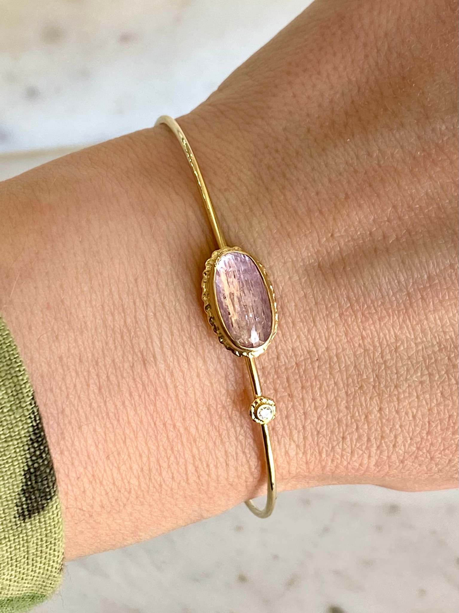 JAMIE JOSEPH Oval Pink Imperial Topaz and Diamond Bracelet