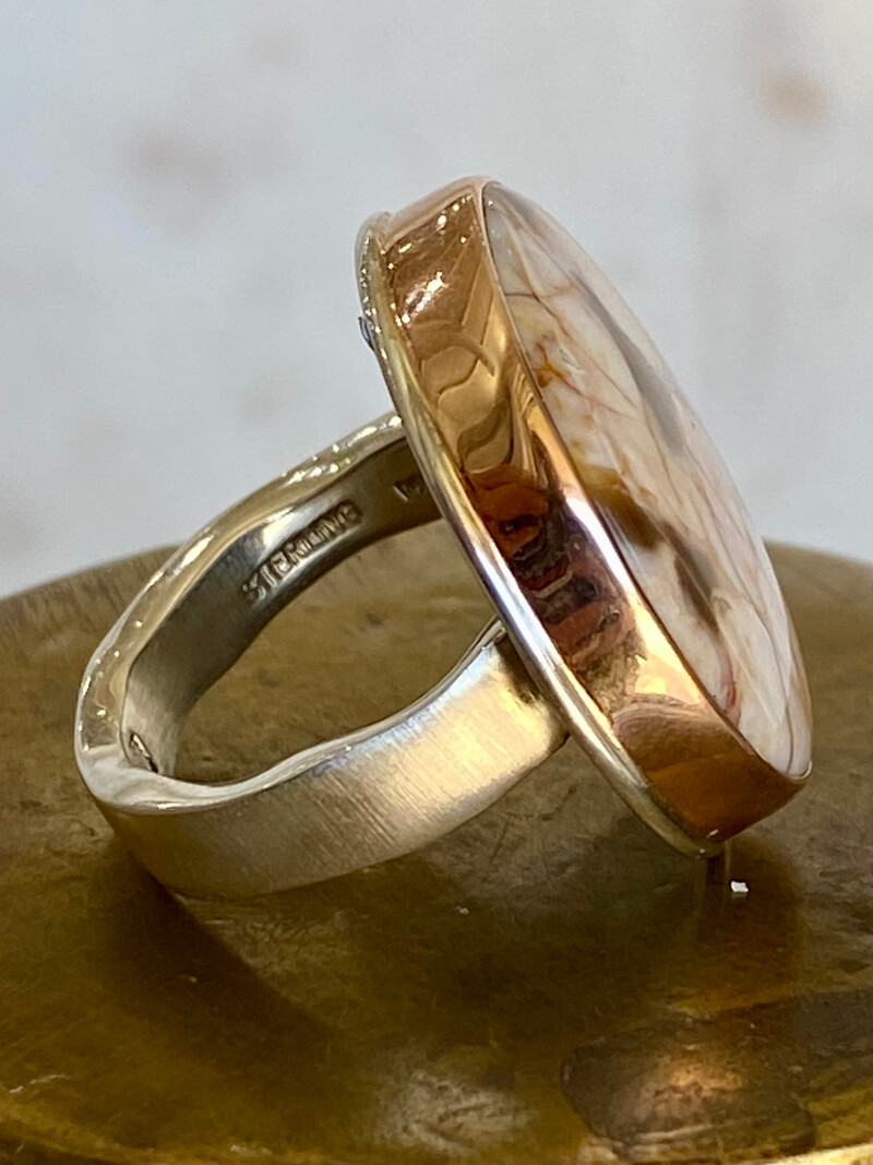 JAMIE JOSEPH Round Fossilized Peanut Wood Ring - Size 7