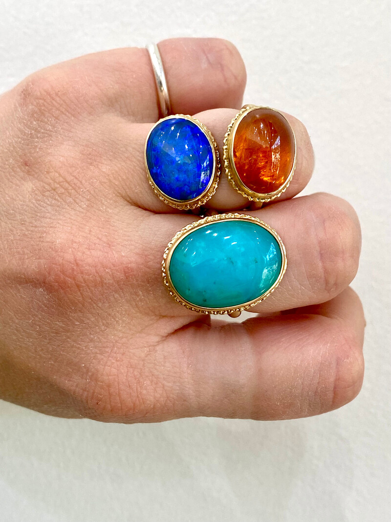 JAMIE JOSEPH 14K Oval Australian Black Opal Ring