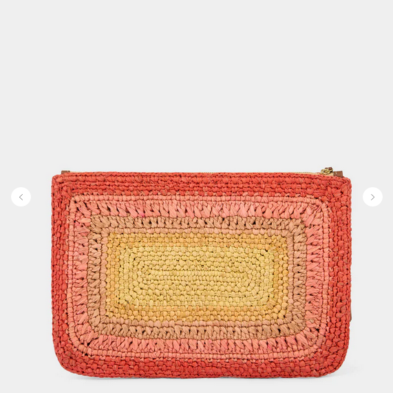 Raffia Tassel Bow Clutch - Orange/Multi - Kiki