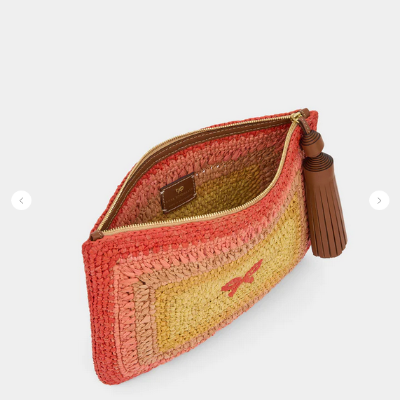 ANYA HINDMARCH Raffia Tassel Bow Clutch - Orange/Multi